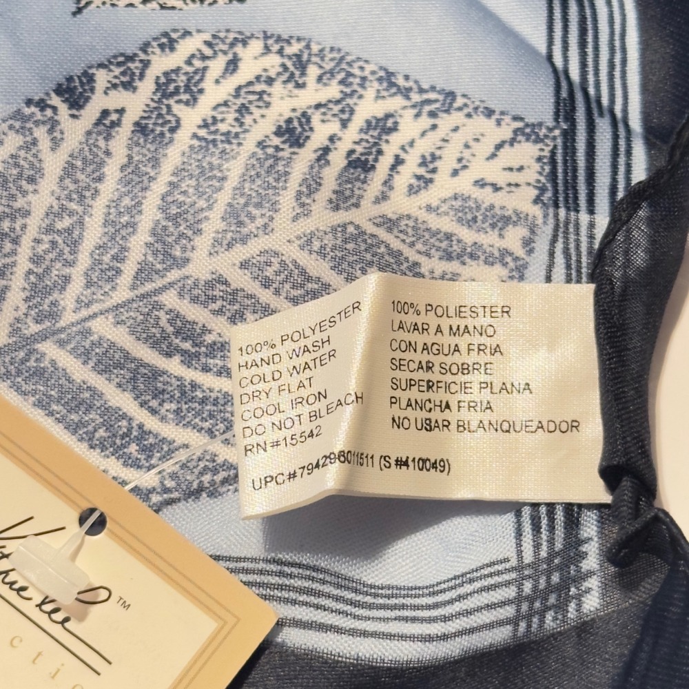 Kathie Lee Collection Blue Leaf Print Square Scarf Made in Italy NWT Vtg Y2K 90s - Picture 4 of 7